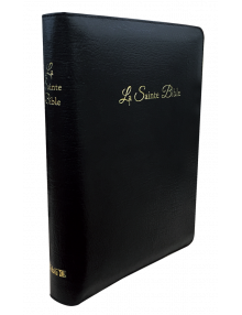 Bible Segond 1910 cuir noir tranche or onglets et fermeture éclair.