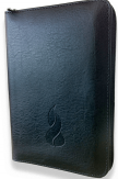 Bible NEG miniature fibro cuir tranche or noir fermeture éclair