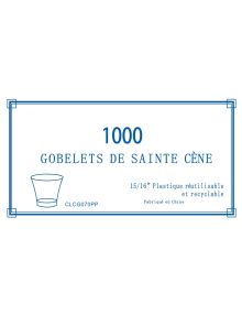 Boite de 1000 gobelets pour service de sainte cène (plastique réutilisable et recyclable)