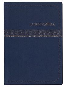 Bible Louis Segond 1910 vinyle bleu marine, embossage argent, texte confort Ref SB1062