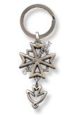  Porte-clés croix huguenote métal argenté satiné mat