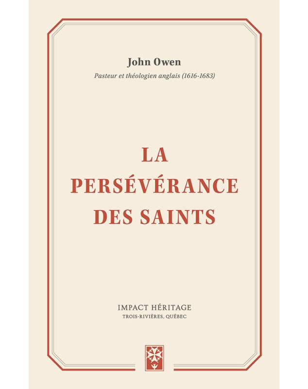 La persévérance des saints - Librairie chrétienne en ligne 7ici