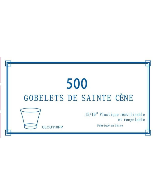 Boite de 500 gobelets transparents en plastique service de Sainte Cène