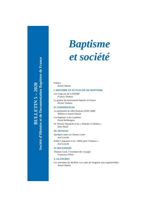 Baptisme et société, bulletin numéro 5