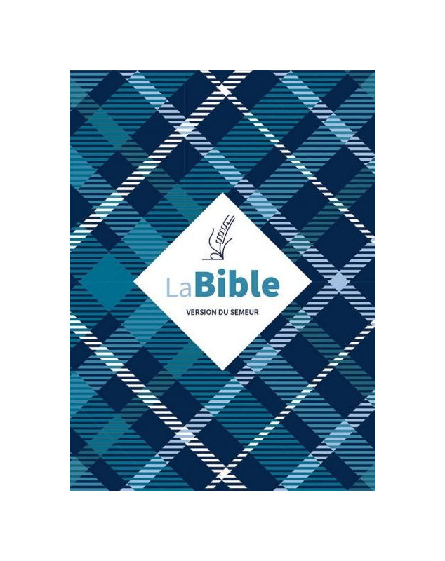 Bible Semeur 2015 Couverture textile semi-souple, bleue à carreaux, tranche blanche