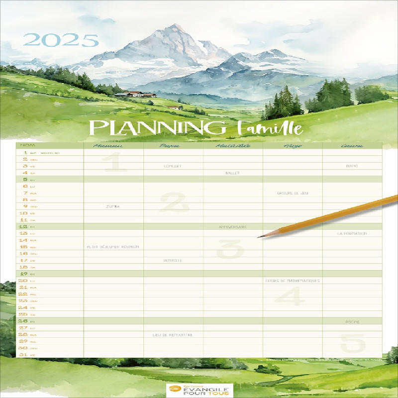 Calendrier Planning Famille 2025