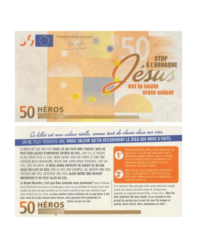 Lot de 100 billets 50 Héros