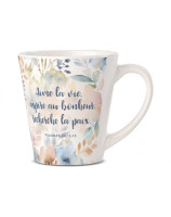 Mug motifs floraux pastels "Aime la vie"