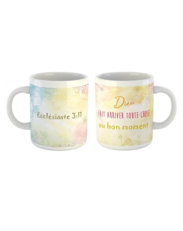 Mug Dieu fait arriver toute chose au bon moment - Librairie 7 ici