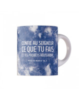 Mug marbre "Confie au Seigneur ce que tu fais et tes projets réussiront" Pr 16.3