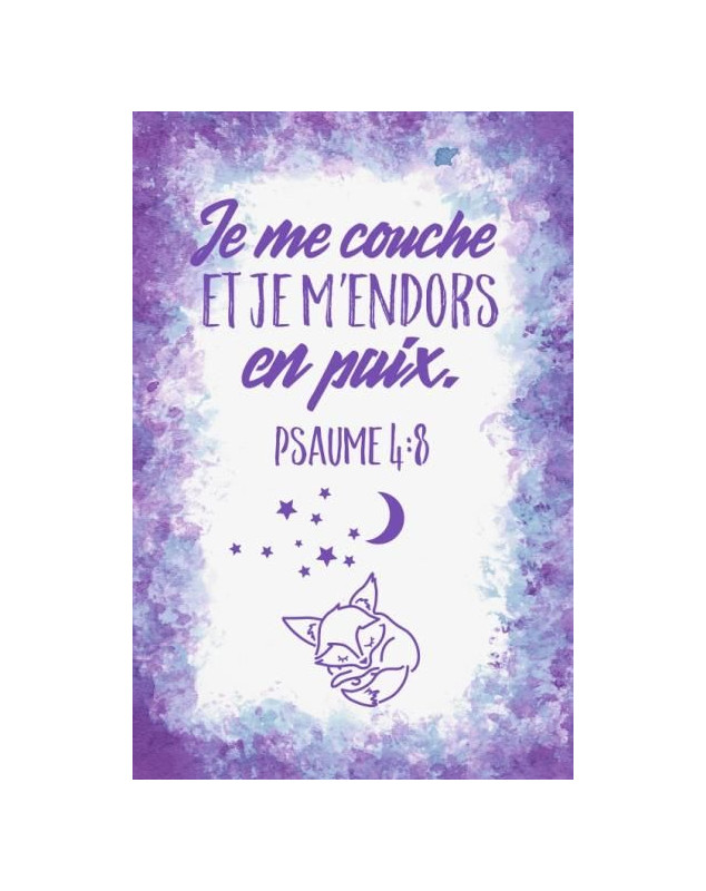 Tableau aquarelle enfant "Je me couche et je m'endors en paix. Psaume 4:8"