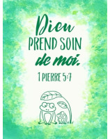 Tableau aquarelle enfant "Dieu prend soin de moi. 1 Pierre 5:7"