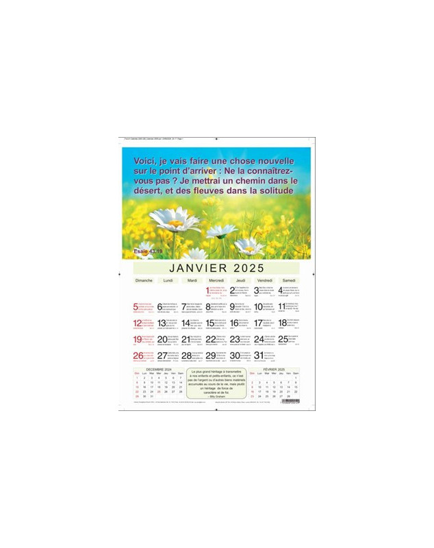 Calendrier mural souple 2025 - Librairie 7 ici