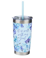 Mug  de voyage en acier inoxydable It Is Well With My Soul  avec paille réutilisable