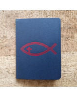 Petit carnet bleu avec ichtus - Librairie 7 ici