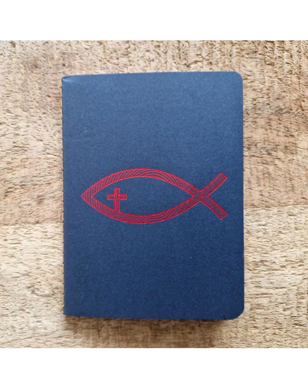 Petit carnet bleu avec ichtus - Librairie 7 ici