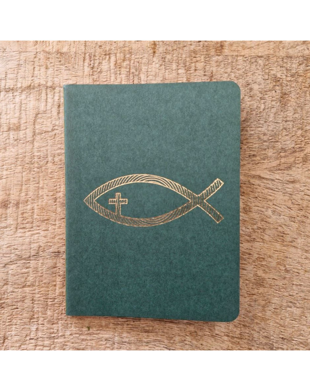 Petit carnet vert avec ichtus