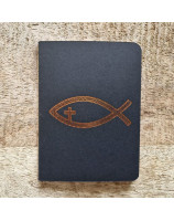 Petit carnet noir avec ichtus