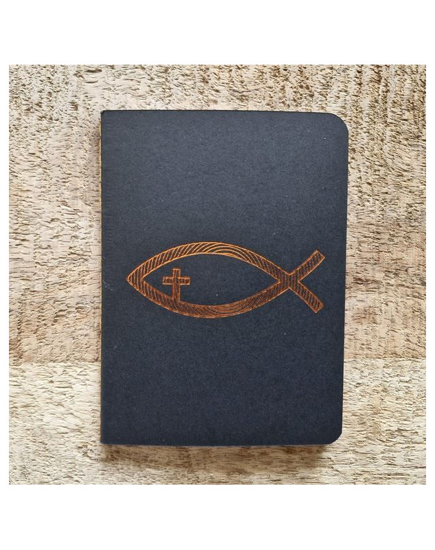 Petit carnet noir avec ichtus