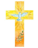 Croix en bois : colombe, olivier