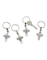 Porte-clé croix ichtus métal poli 9.5 cm - Librairie 7 ici