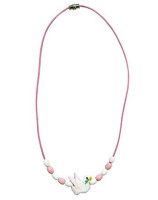 Collier colombe rose - Librairie 7 ici