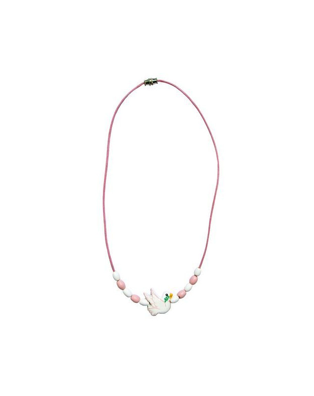Collier colombe rose - Librairie 7 ici