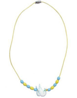Collier colombe bleu et jaune - Librairie 7 ici