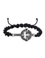 Bracelet croix Saint Esprit sur corde noir