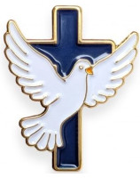Pin's croix et colombe - Librairie 7ici