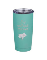 Mug  de voyage en acier inoxydable Well With My Soul -  avec paille réutilisable