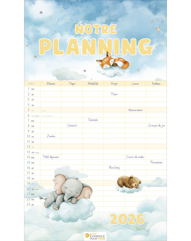 Calendrier Notre planning 2026 - Librairie 7 ici Calendrier Notre planning 2026 - Librairie 7 ici