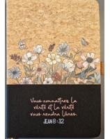 Carnet A5 liège et toile noir