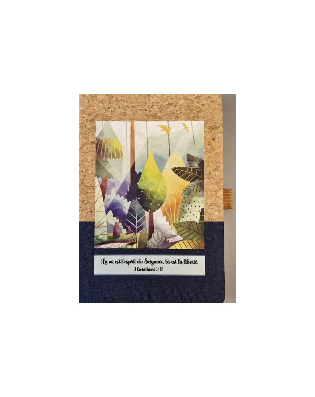 Carnet A5 liège et toile bleu foncé