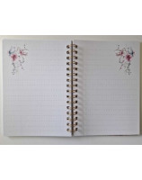 Carnet A6 spirales décor oiseau et fleurs roses