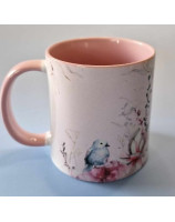 Mug rose oiseau et fleurs - Librairie 7ici