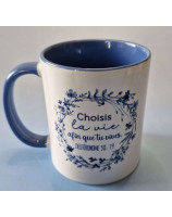 Mug bleu couronne de fleurs - Librairie 7ici