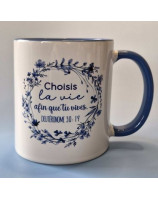 Mug bleu couronne de fleurs - Librairie 7ici
