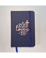 Carnet carnet A6 bleu foncé, Jesus loves you
