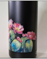 Bouteille isotherme noire cactus et fleurss