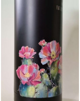 Bouteille isotherme noire cactus et fleurss