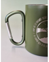 Tasse métallique verte avec anse mousqueton