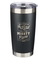 Mug  de voyage en acier inoxydable Be strong with the Lord -  avec paille réutilisable