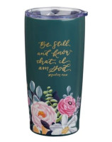 Mug  de voyage en acier inoxydable Be Still Bleu Sarcelle - Psaume 46-10