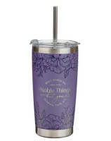 Mug  de voyage en acier inoxydable Noble Things Lavande   -  avec paille réutilisable
