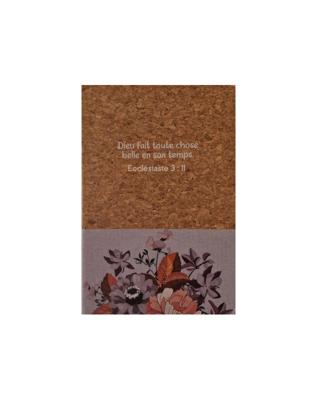 Carnet A5 liège et toile bleu clair