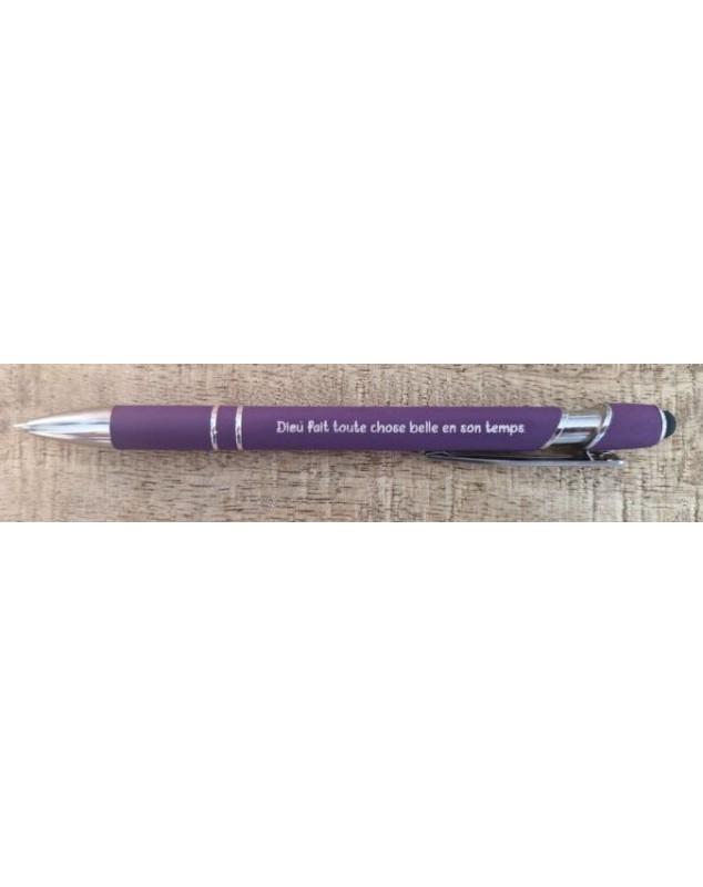 Stylo métal violet encre bleue