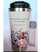 Mug isotherme rose clair fleurs - Librairie chrétienne 7ici