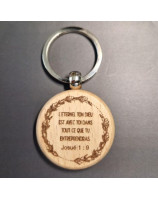 Porte-clés bois,  couronne olivier