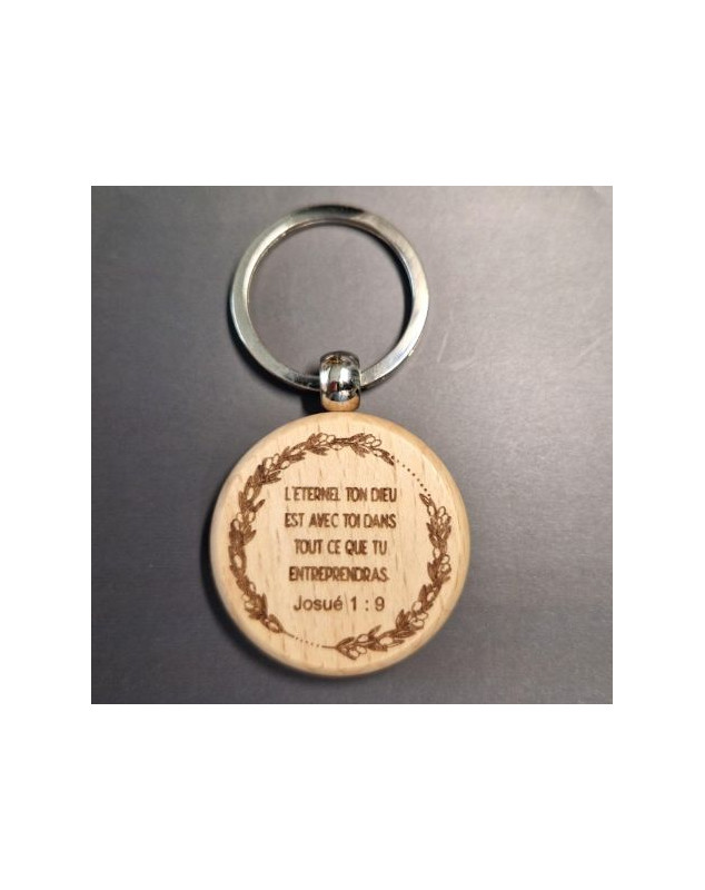 Porte-clés bois,  couronne olivier